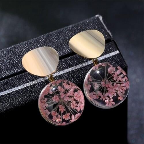FNIO Korean Fashion Earrings For Women Glass Ball Starry Metal Sequin Petals Earrings Girl Valentines Day Gift Jewelry