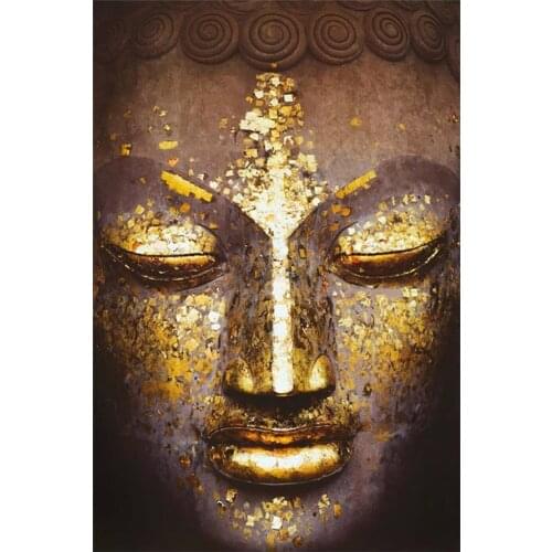 Gold Leaf Buddha Face Diamond Painting Round Full Drill Portrait Religion Nouveaute DIY Mosaic Embroidery 5D Cross Stitch