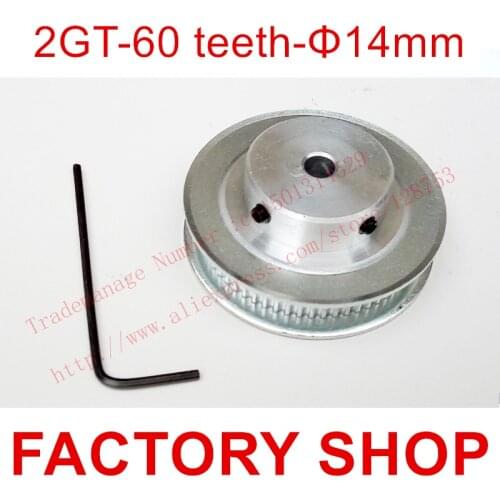 1pcs 60 teeth Bore 14mm GT2 Timing Pulley fit width 6mm of 2GT Belt 3D Free shipping