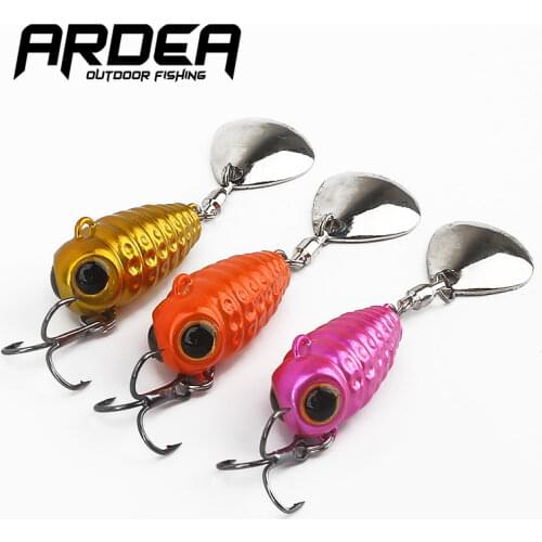 1Pcs VIB Rotating Mini Metal Laser Vibration Jigging Fishing Lure Skirt Slow Jig Crankbait Sequins Trout Spoon Winter Ice Bait