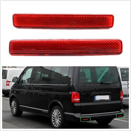 2Pcs Left & Right For VW Transporter Multivan T5 T6 2010-2015 Red Rear Bumper Reflector Tail Light Bars Brake Parking Warning
