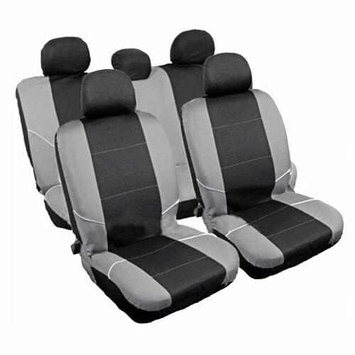 2017 UNIVERSAL STYLING CAR CASES AUTO INTERIOR ACCESSORIES AUTOMOTIVE CAR SEAT COVER Black-Grey 9 PCS