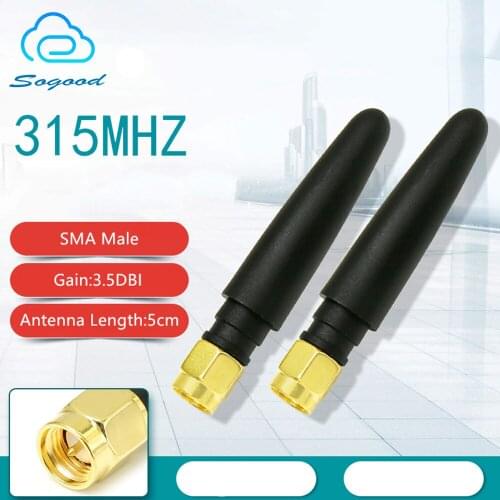 315MHz industrial grade rubber radio transceiver omnidirectional 3.5DBI high gain SMA male 5cm length antenna