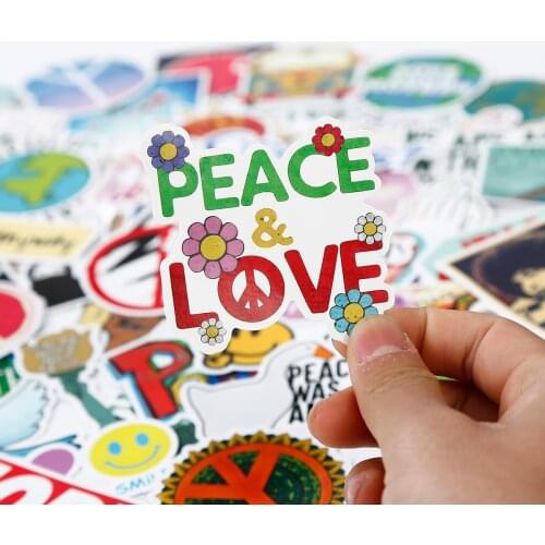 TD ZW 50 Pcs/lot Styling Peace and Love Vsco Sticker for Laptop Car Luggage Skateboard Waterproof Pvc Decal Stickers
