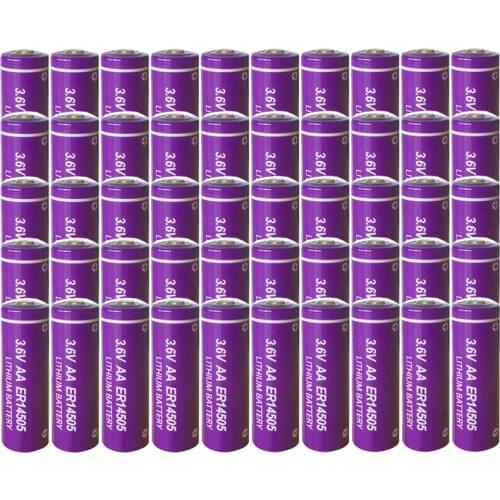 50pcs PKCELL AA Battery Li-SOCl2 Battery 3.6V ER14505 2400mAh Non-rechargeable Lithium Batteries