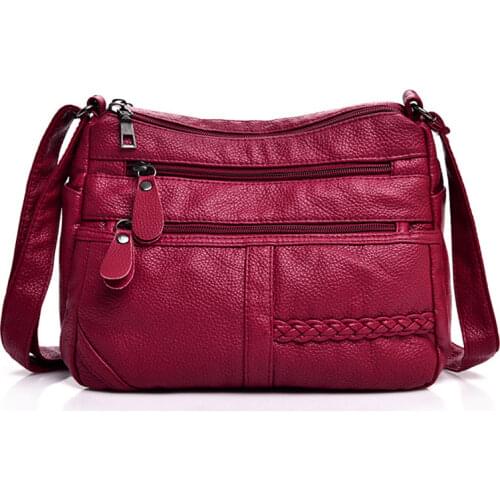 Annmouler Fashion Women Bag Pu Soft Leather Shoulder Bag Multi-layer Crossbody Bag Quality Small Bag Brand Red Handbag Purse