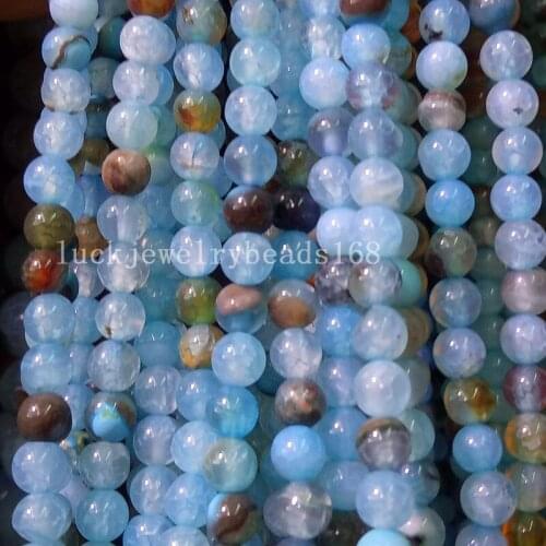 Free Shipping Fashion Jewelry 4mm Beautiful Sky Blue Dragon Veins Carnelian Round Loose Beads 15" FG7066