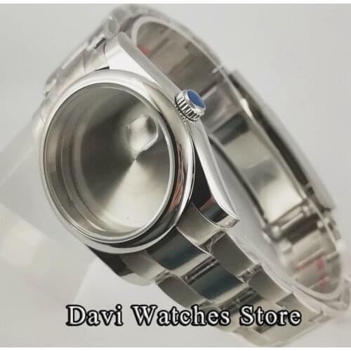 Polished 36mm 39mm Silver Sapphire Glass Watch Case Bracelet Fit NH35 NH36 ETA 2836 Miyota 8215 821A Mingzhu DG 2813 3804 Mov't