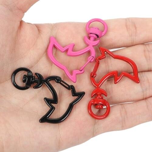 10Pcs/Lot Mixed 14 Colors Alloy Dolphin Shape Keyring DIY Jewelry Findings Key Ring Keychain Hole for Necklace Chain Accessories