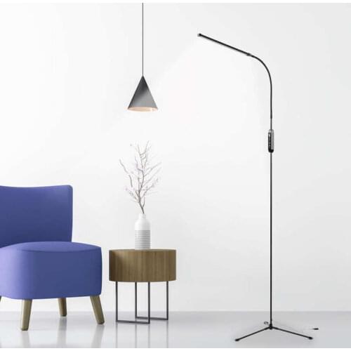 12W Black Floor Light Modern LED Reading Light Remote Control 3-Fork Base Floor Light 110-240V