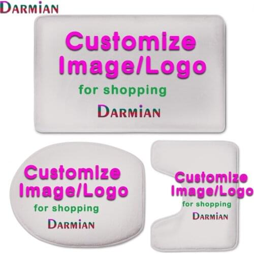 Darmian Customize Image Toilet Seat Cover Bathroom Accessories Bath WC Non-Slip Mat Contour Rug Cover 3 Pcs Set Dropshipping