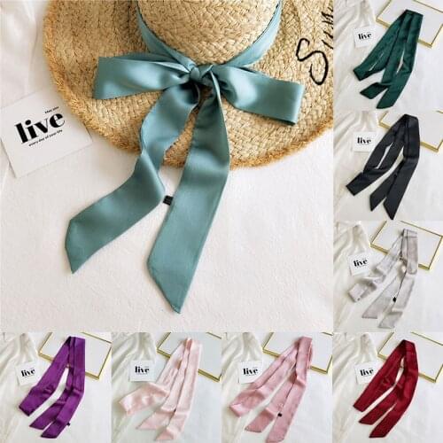 Long Ribbon Scarf Hats Bags Wrist Accessories Scarf Silk Women Long Skinny Scarf Neck Hair Scarves DIY Bag Strap Neckerchiefs