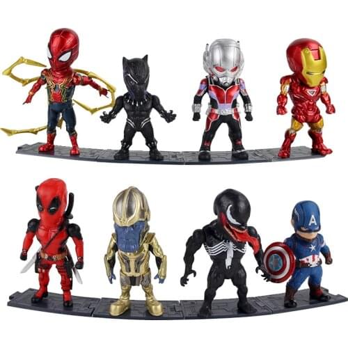 8pcs/lot Avengers Superhero Deadpool Spiderman Ironman Venom Black Panther Captain America PVC Action Figure Model Toys Doll