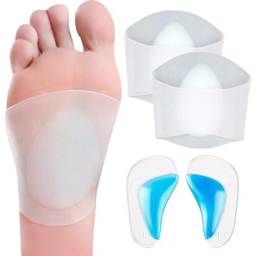 FGGS-Gel Arch Support Set, 2 Pairs Plantar Fasciitis Sleeves/Shoe Insoles for Flat Feet, Reusable Soft Silicon Arch Sleeves with