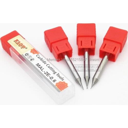 KLOT HRC55 Solid Carbide Micro End Mill For Aluminum 0.1 0.15 0.2 0.25 0.3 0.35 0.4 0.45 0.5 0.55 0.6 0.7 0.8 0.9mm 2-Flute