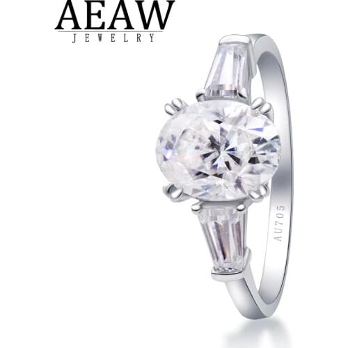 DF 1.5carat 6x8mm Oval Briliant Moissanite ring Classic style Moissanite Diamond Engagement Anniversary Ring Real 18K White Gold