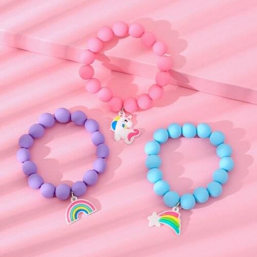 Makersland Cute Pendant Bead Bracelet Baby Sweet Beaded Bracelets Candy Color Beads Children Bracelets For Gifts Child Jewelry