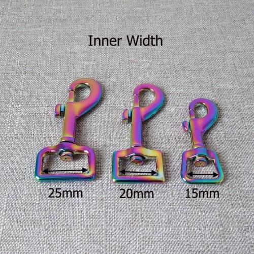 1Pcs Rainbow 15mm 20mm 25mm Metal Hooks DIY Bag Dog Rope Leash Leads Belt Straps Clip Lobster Clasps Sewing Accessory Hardware