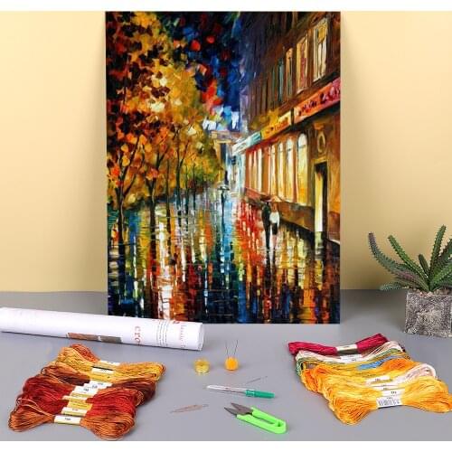 After The Holidays Printed 11CT Cross Stitch Embroidery Kit DMC Threads Handicraft Craft Knitting Sewing Jewelry Design