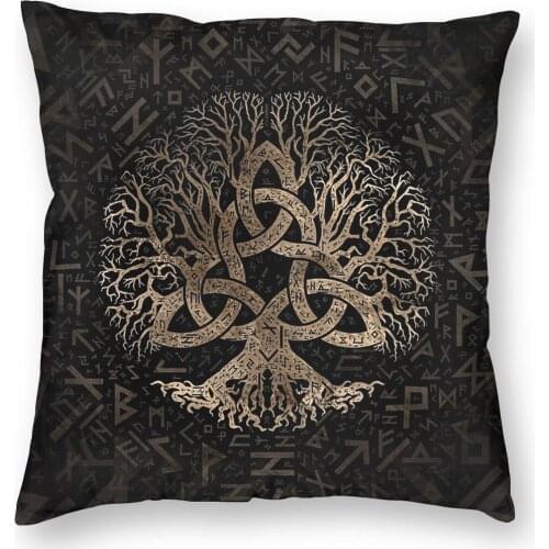 Tree Of Life With Triquetra Viking Pillowcover Home Decor Vikings Valhalla Cushions Throw Pillow for Home Double-sided Printing