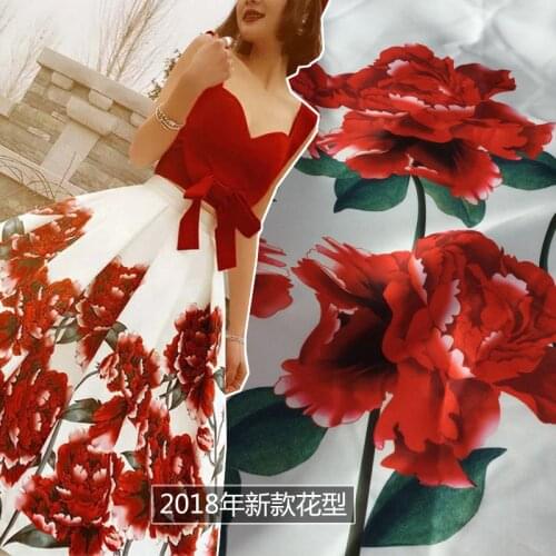 2018 new 146cm wide rose pattern fabric show skirt skirt fashion parent-child wear childrens clothing fabric factory direct