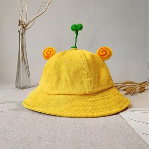 Unisex Summer Bucket Hat Sun Protection Corduroy Bean Sprouts Cartoon Animal Casual Fisherman Hat Sun Hats