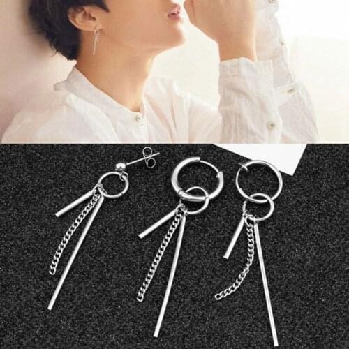 Punk Style Tassel Earrings For Women Men Korean Geometric Stainless Steel Tassel Stud Earrings Statement Unisex Jewelry Gift