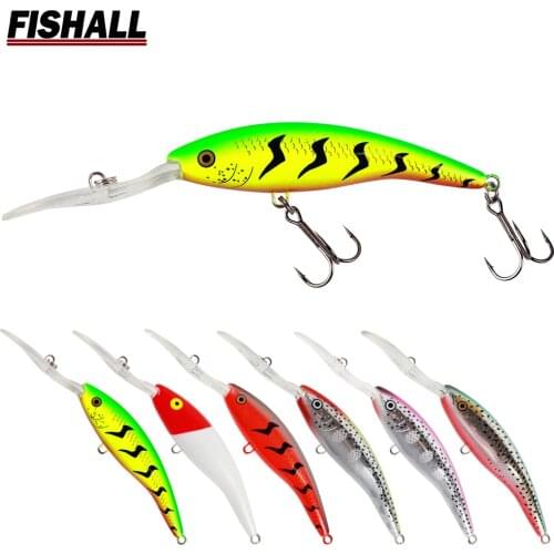 Fishall Deep Tail Dancer Hard Bait 75mm 10g 90mm 14.3g 105mm 23g Deep Diving Minnow Lure Wobbler Bass Pike