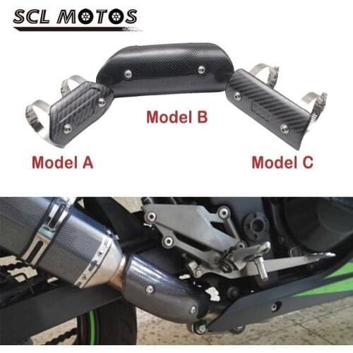 SCL MOTOS Motorcycle Carbon Fiber Exhaust Muffler Mid Pipe Protector Link Pipe Heat Shield Cover For Ninja MT09 Z750 R6 GSXR600