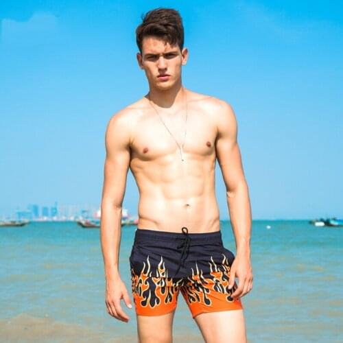 SD640 sexy flame print swimwear men swim trunk boxer short vacation beach leisure shorts board surfing shorts men swimsuit sunga