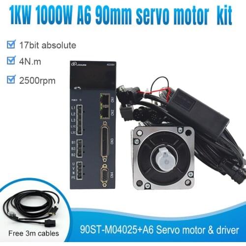 Nema36 220V 90mm 1KW 4N.M 90ST-M04025 2500rpm servo motor & servo drive 17bit absolute ac Servo as a spindle in Mach4 for CNC
