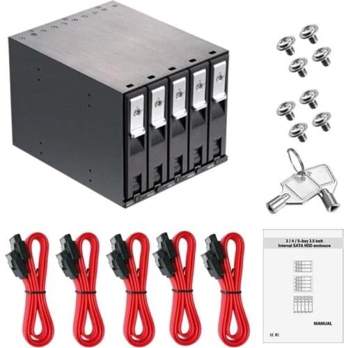 3/4/5 Bay Slot 3.5 Inch Hard Drive Rack Tray Less Backplane Internal Mobile Rack SATA HDD Storage Mount Hot Swap Enclosure
