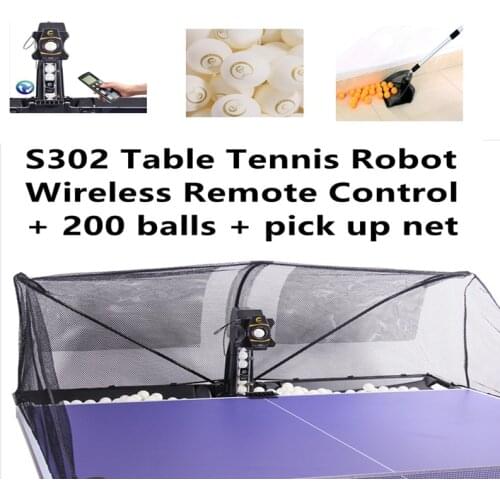 SUZ Wireless Remote Control Table Tennis Robot S302 PING PONG Training Machine Automatic Tennis Ball Machine 40+ balls Ball Laun
