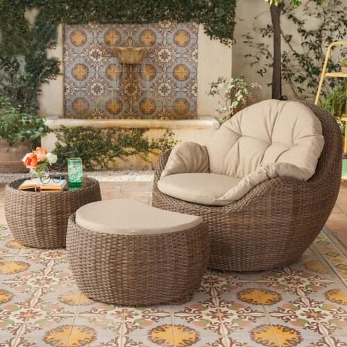Cane chair sofa 3 - piece cover outdoor sofa balcony open air circular arc cane makes deck chair garden cane art sofa