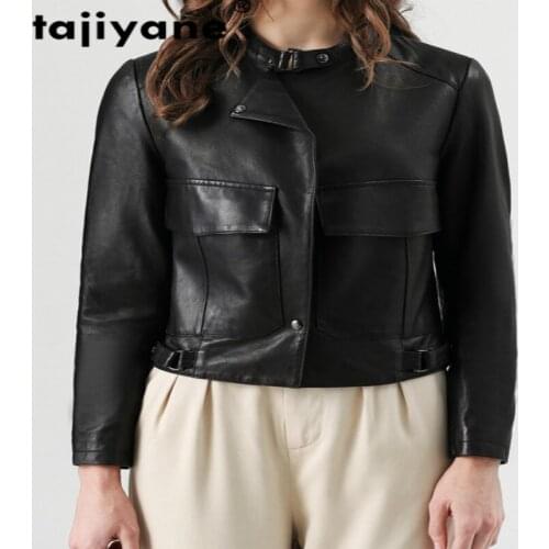Tajiyane Spring Autumn Real Leather Jacket Women Sheepskin Coat Korean Fashion Loose Moto Jackets Female Coats 3xl PY0216 WPY357