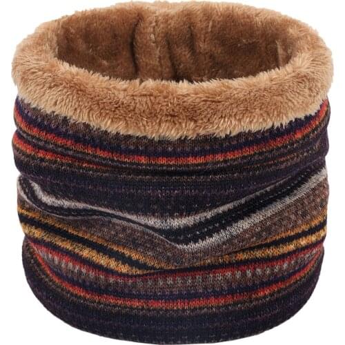 Winter Scarf Ring Knitted Scarves for Couple Neck Shawl Print Warm Thicken Soft Fleece Scarves Streetwear New Fashion Men/women