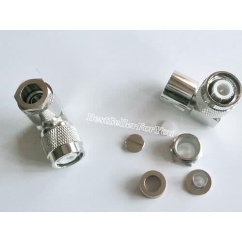 1Pcs Connector TNC Male Plug Clamp Right Angle 90 Degree 90 Degree RG5 RG6 5D-FB LMR300 Cable RF Connector