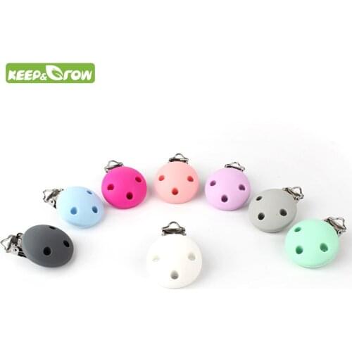 KEEP&GROW 1PIece Pacifier Clip Cartoon Round Silicone Teethers Holder DIY Nursing Soother Clips Chains BPA Free Baby Teethers