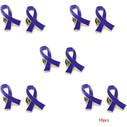 10Pcs/Set Womens Jewelry Enamel purple Ribbon Brooch Pins Surviving Breast Cancer Awareness Hope Lapel Buttons Badges