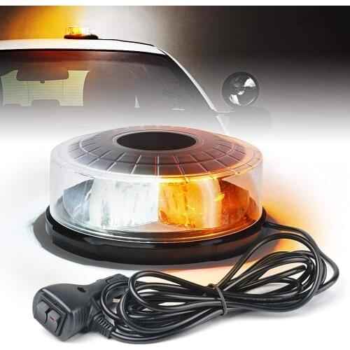 24 LED 14 Modes Amber Round Car Rooftop Emergency Rotating Strobe Beacon Light Police flashing Warning lamp for 12V 24V Vehicle