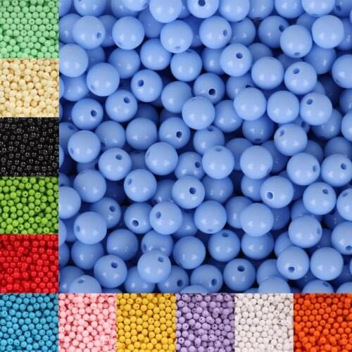 Celadon 300PCS Round Acrylic Spacer Beads DIY Round Ball Loose Beads Dia. 8mm Hole 1.8mm for Jewelry Making 20 Colors for Choice