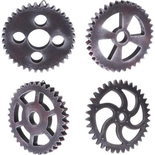 4Pcs Retro Industrial Wooden Gear Wheel Home Wall Decorative Accessories