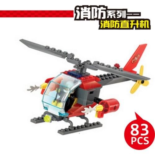 89pcs Kaizhi 8056 Fire Administration Aircraft Rescue Ladder Car Mini-particle Scene Building Block Toy Gifts