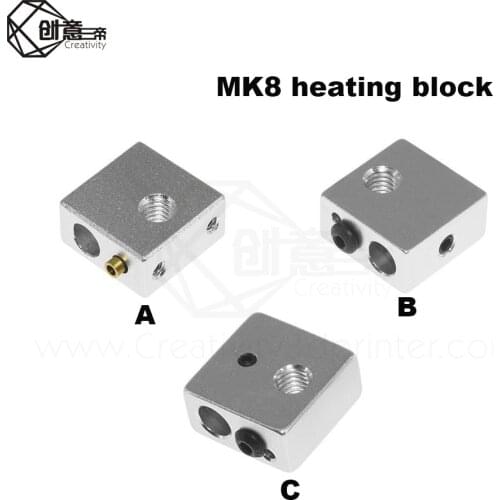 3D printer Accessories heating block MK7 MK8 dedicated print head heated Aluminum block MK8 Extruder