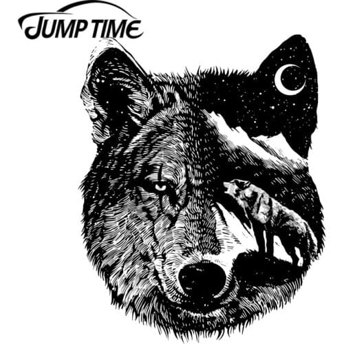 JumpTime 13 x 12cm For Night wolf Animal Theme Design Fine Car Stickers Fashion Occlusion Scratch Personality Window Funny Decal