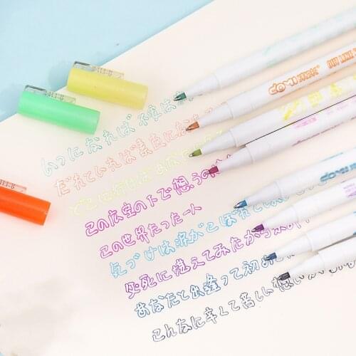1 Piece Cartoon Kawaii Japanese Double Colors Graffiti Pen Children Hand Drawing Marker Pen Office Stationery Birthday Gift