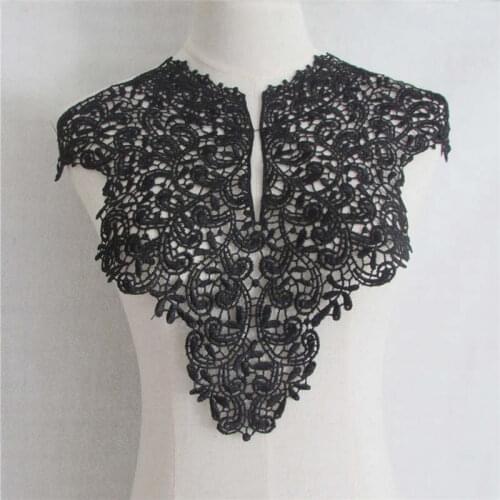 DIY Black Lace Collar Embroidered tulle mesh Applique Neckline Embroidery Sewing Fabric Accessories applications for clothes