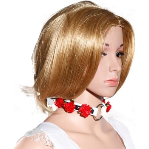 CHOKERS necklace Handmade Harajuku Locket Key Collar leather Clear Necklace punk rivets chockers