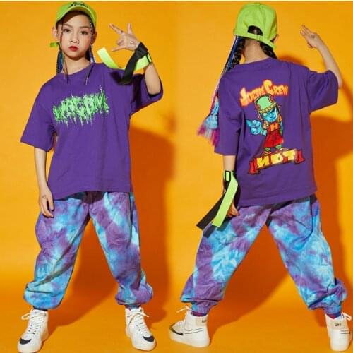 Kids Ballroom Hip Hop Clothing Oversize T Shirt Crop Tops Streetwear Jogger Pants For Girls Boys Show Dance Costume Clothes