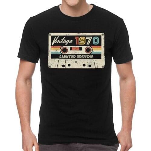 Male Vintage 1970 T-Shirt Retro Cassette 50th Birthday 50 Years Old Gift Tshirt Short Sleeve Years T Shirts Cotton Tee Tops Gift